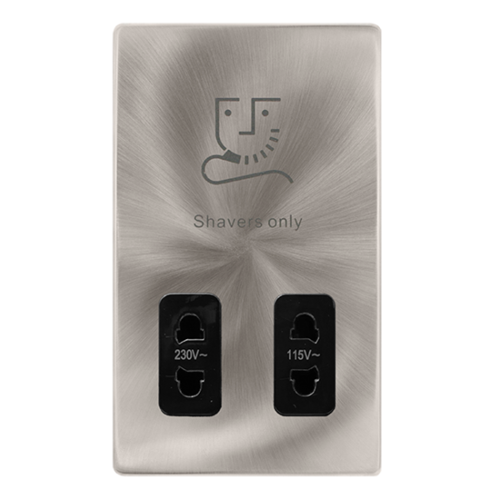 115/230V DUAL VOLTAGE SHAVER SOCKET - BRUSHED STEE