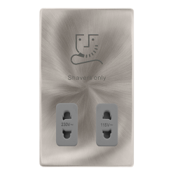115/230V DUAL VOLTAGE SHAVER SOCKET - BRUSHED STEE
