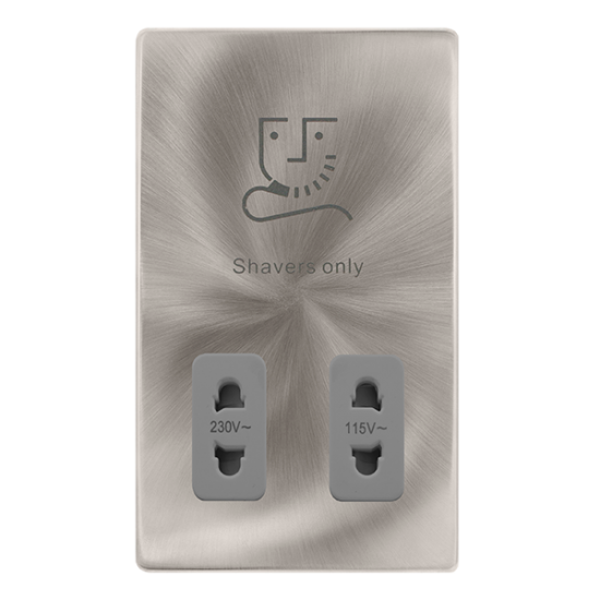 115/230V DUAL VOLTAGE SHAVER SOCKET - BRUSHED STEE