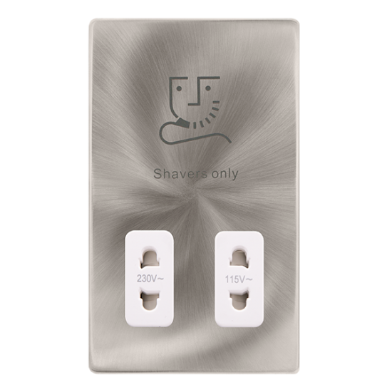115/230V DUAL VOLTAGE SHAVER SOCKET - BRUSHED STEE