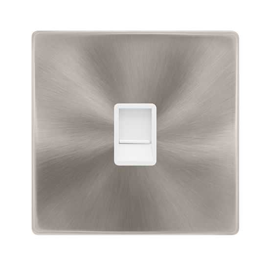 SINGLE RJ11 (IRISH/US) OUTLET - BRUSHED STEEL COVE
