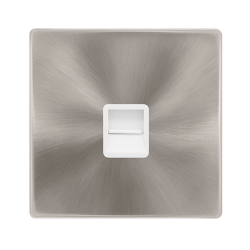 SINGLE TELEPHONE MASTER OUTLET - BRUSHED STEEL COV
