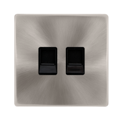 TWIN TELEPHONE MASTER OUTLET - BRUSHED STEEL COVER