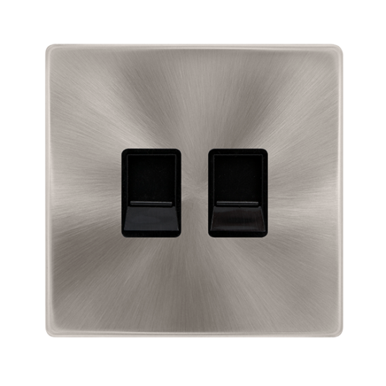 TWIN TELEPHONE SECONDARY OUTLET - BRUSHED STEEL CO