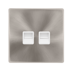 TWIN TELEPHONE SECONDARY OUTLET - BRUSHED STEEL CO