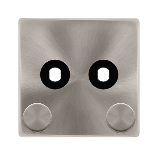 2 GANG UNFURNISHED DIMMER PLATE & KNOBS - BRUSHED
