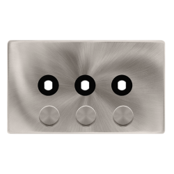 3 GANG UNFURNISHED DIMMER PLATE & KNOBS - BRUSHED
