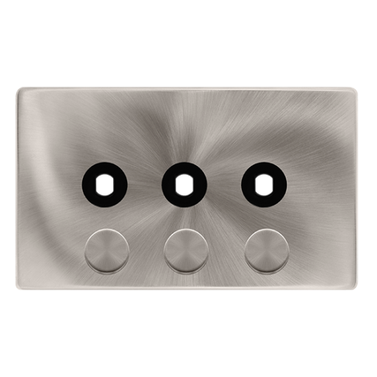 3 GANG UNFURNISHED DIMMER PLATE & KNOBS - BRUSHED