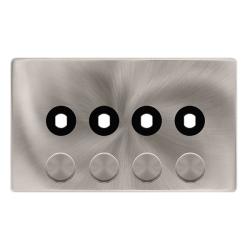 4 GANG UNFURNISHED DIMMER PLATE & KNOBS - BRUSHED
