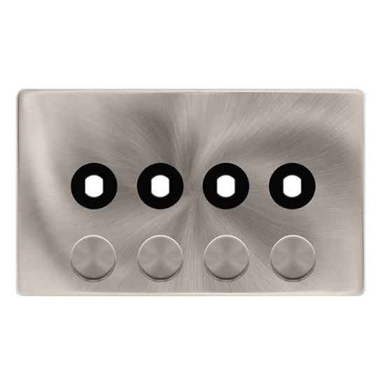 4 GANG UNFURNISHED DIMMER PLATE & KNOBS - BRUSHED