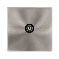 SINGLE ISOLATED COAXIAL OUTLET - BRUSHED STEEL COV