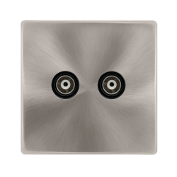 TWIN ISOLATED COAXIAL OUTLET - BRUSHED STEEL COVER