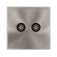 TWIN ISOLATED COAXIAL OUTLET - BRUSHED STEEL COVER