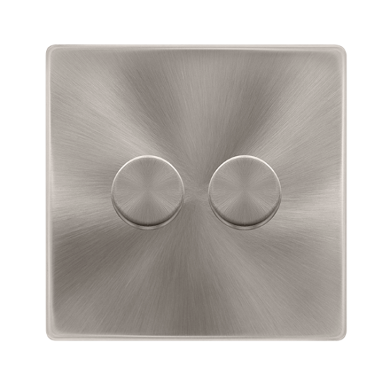 2 GANG 2 WAY 100W DIMMER SWITCH - BRUSHED STEEL