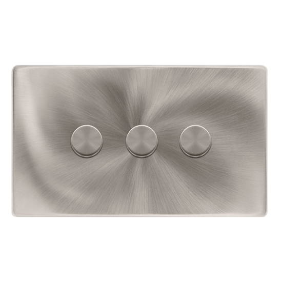 3 GANG 2 WAY 100W DIMMER SWITCH - BRUSHED STEEL