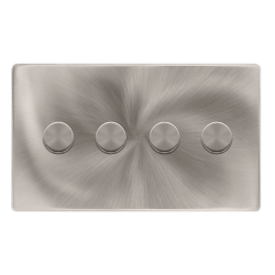 4 GANG 2 WAY 100W DIMMER SWITCH - BRUSHED STEEL