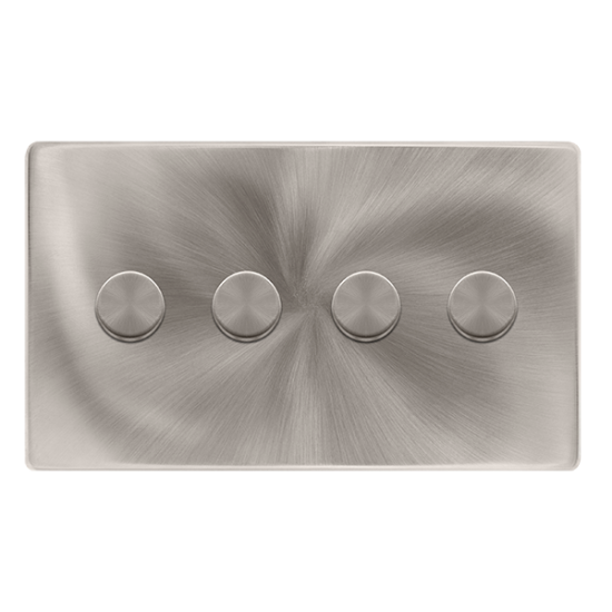 4 GANG 2 WAY 100W DIMMER SWITCH - BRUSHED STEEL