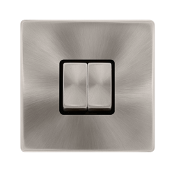 10AX INGOT 2 GANG 2 WAY SWITCH - BRUSHED STEEL COV