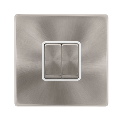 10AX INGOT 2 GANG 2 WAY SWITCH - BRUSHED STEEL COV