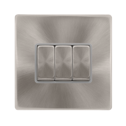 10AX INGOT 3 GANG 2 WAY SWITCH - BRUSHED STEEL COV