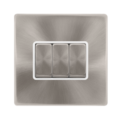 10AX INGOT 3 GANG 2 WAY SWITCH - BRUSHED STEEL COV