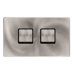 10AX INGOT 4 GANG 2 WAY SWITCH - BRUSHED STEEL COV