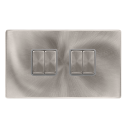 10AX INGOT 4 GANG 2 WAY SWITCH - BRUSHED STEEL COV