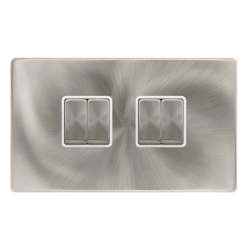 10AX INGOT 4 GANG 2 WAY SWITCH - BRUSHED STEEL COV
