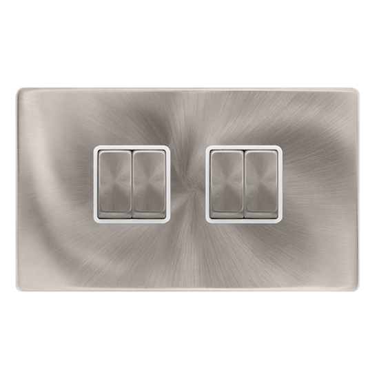 10AX INGOT 4 GANG 2 WAY SWITCH - BRUSHED STEEL COV