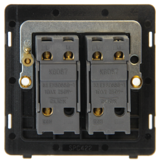 10AX 2 GANG 2 WAY TOGGLE SWITCH - BRUSHED STEEL