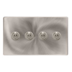 10AX 4 GANG 2 WAY TOGGLE SWITCH - BRUSHED STEEL