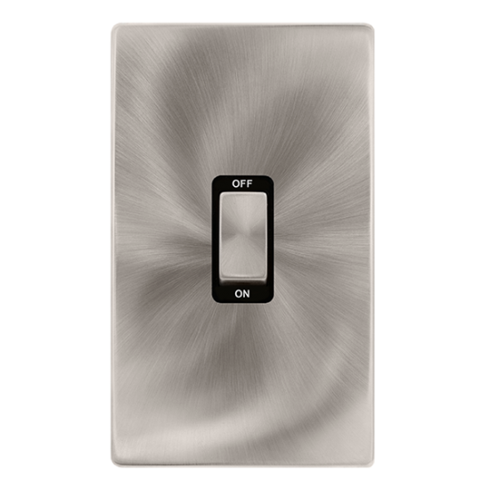 50A INGOT 2 GANG DOUBLE POLE SWITCH -  BRUSHED STE
