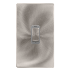 50A INGOT 2 GANG DOUBLE POLE SWITCH -  BRUSHED STE