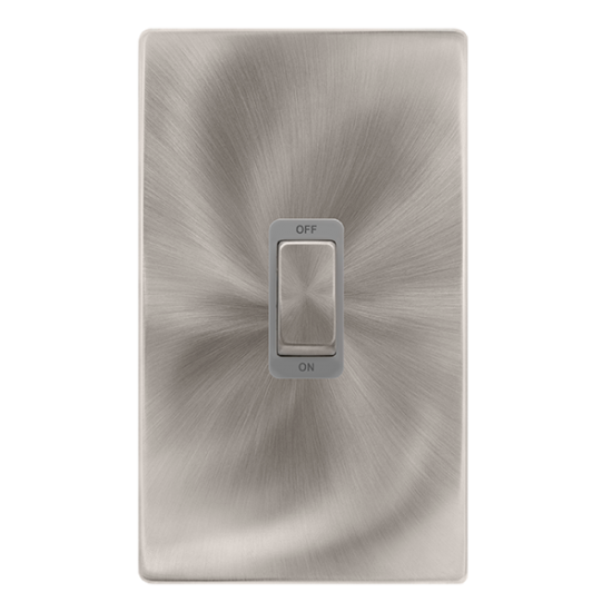 50A INGOT 2 GANG DOUBLE POLE SWITCH -  BRUSHED STE