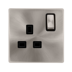 13A INGOT 1 GANG DP SWITCHED SOCKET - BRUSHED STEE