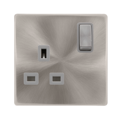 13A INGOT 1 GANG DP SWITCHED SOCKET - BRUSHED STEE