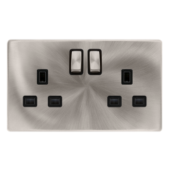 13A INGOT 2 GANG DP SWITCHED SOCKET - BRUSHED STEE