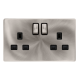 13A INGOT 2 GANG DP SWITCHED SOCKET - BRUSHED STEE