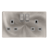 13A INGOT 2 GANG DP SWITCHED SOCKET - BRUSHED STEE