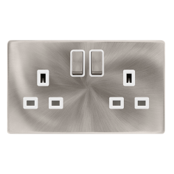 13A INGOT 2 GANG DP SWITCHED SOCKET - BRUSHED STEE
