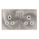 13A INGOT 2 GANG DP SWITCHED SOCKET - BRUSHED STEE
