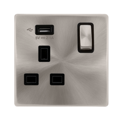 13A INGOT 1 GANG SWITCHED SOCKET WITH 2.1A USB OUT