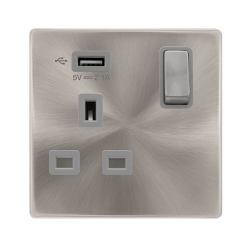 13A INGOT 1 GANG SWITCHED SOCKET WITH 2.1A USB OUT