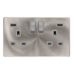 13A INGOT 2 GANG SWITCHED SOCKET WITH 2.1A USB OUT