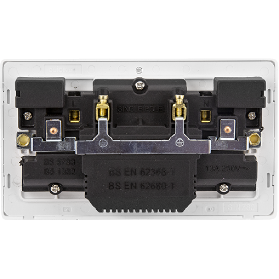 13A INGOT 2 GANG SWITCHED SOCKET WITH 2.1A USB OUT