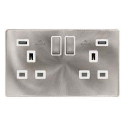13A INGOT 2 GANG SWITCHED SOCKET WITH 2.1A USB OUT