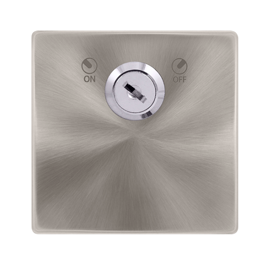 20A DOUBLE POLE KEY LOCKABLE SWITCH - BRUSHED STEE