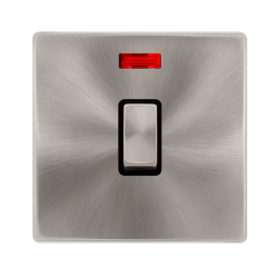 20A INGOT DOUBLE POLE SWITCH WITH NEON - BRUSHED S