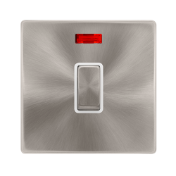 20A INGOT DOUBLE POLE SWITCH WITH NEON - BRUSHED S