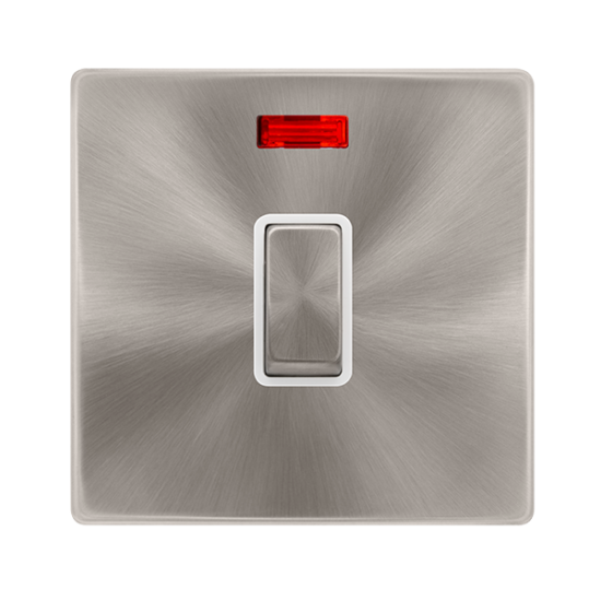 20A INGOT DOUBLE POLE SWITCH WITH NEON - BRUSHED S